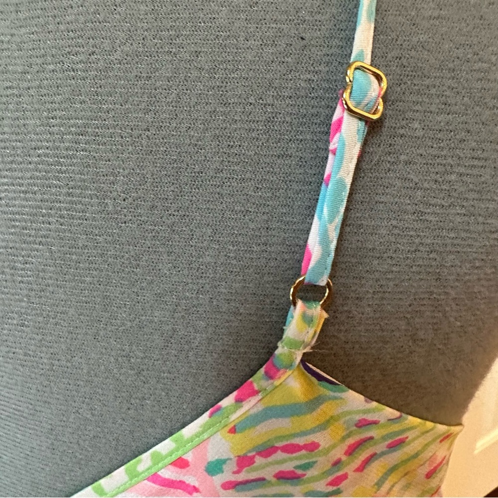 Lilly Pulitzer Sleeveless Swing Dress Pink Blue Green Tropical Print Resort S - Picture 4 of 10